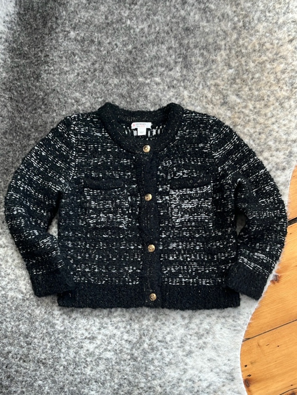 J.Crew Crewcuts Girls' Black Bouclé Lady Jacket/Sweater—XS
